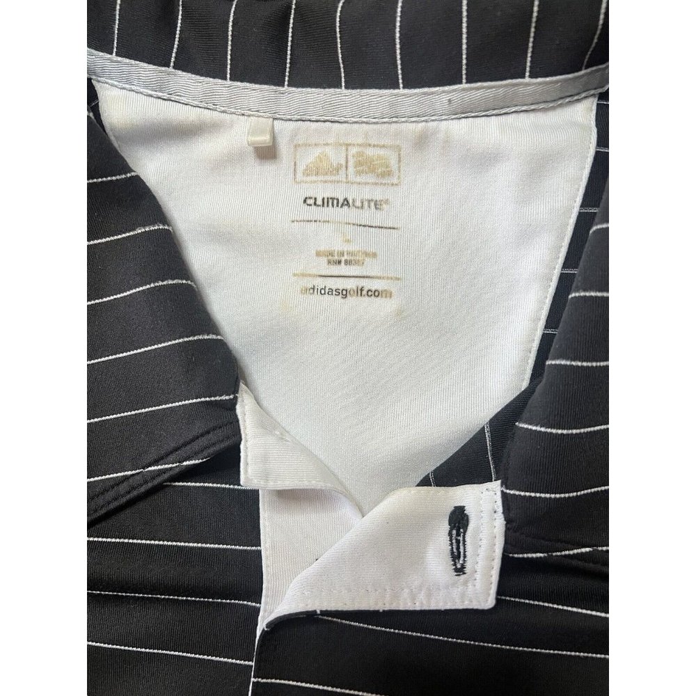 Adidas Mens Shirt Large White Black Polo Short Sleeve Golf Button Climalite EUC - Picture 3 of 7